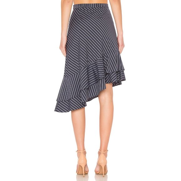 Womens Size 6 Nordstrom Revolve Joie Yenene Asymmetric Striped Ruffle Hem Skirt - Picture 3 of 6